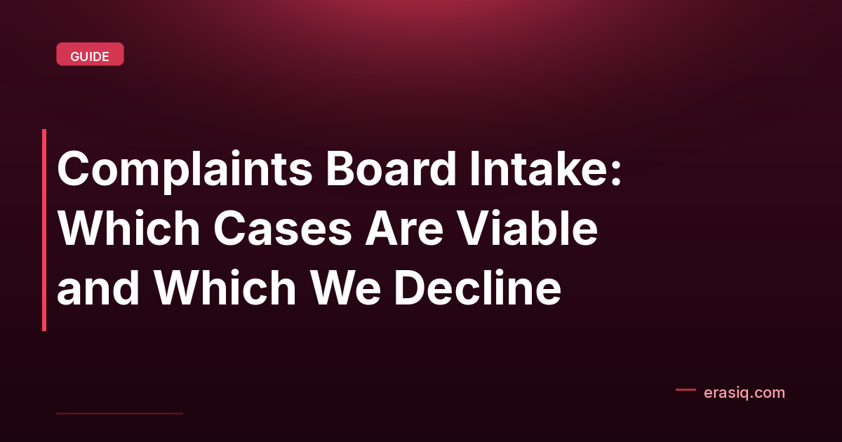 Complaints Board Intake: Which Cases Are Viable and Which We Decline