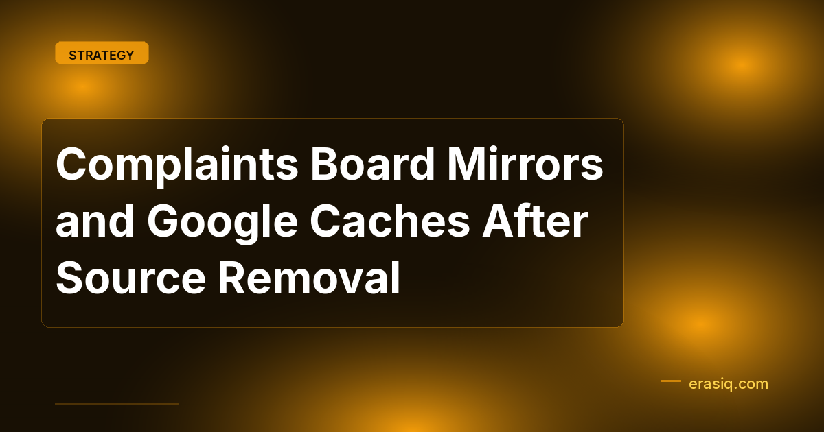 Complaints Board Mirrors and Google Caches After Source Removal