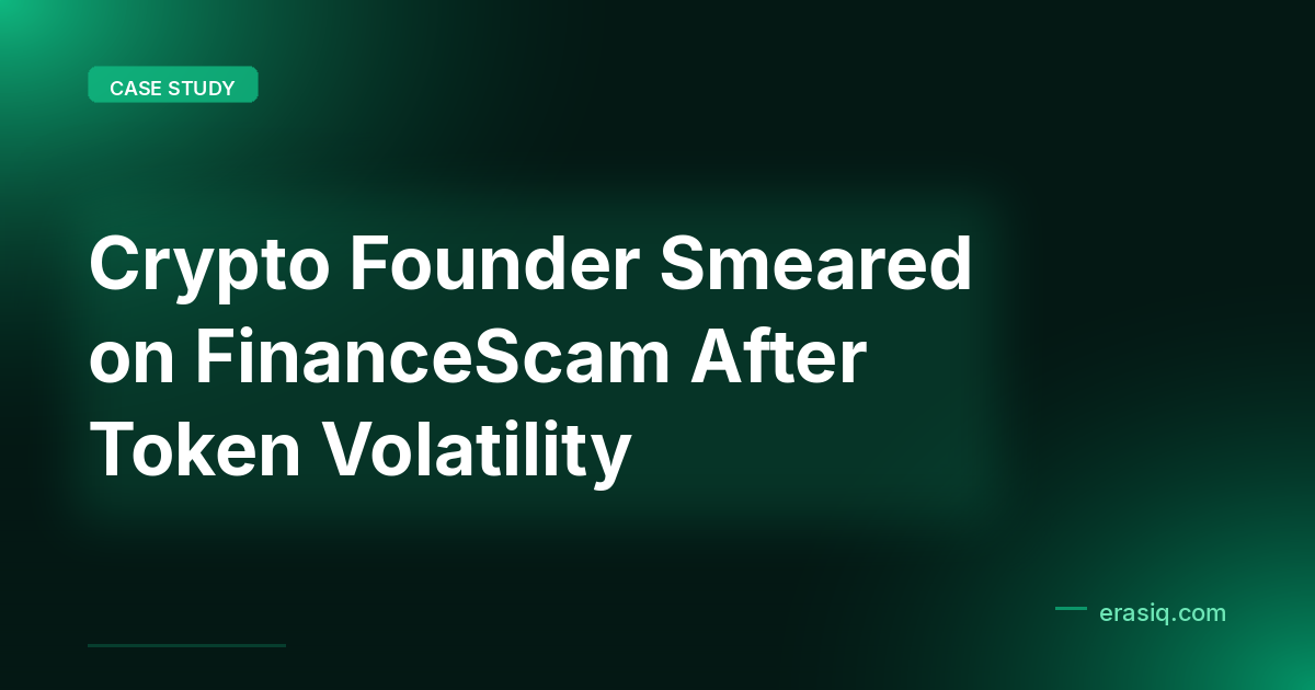 Crypto Founder Smeared on FinanceScam After Token Volatility