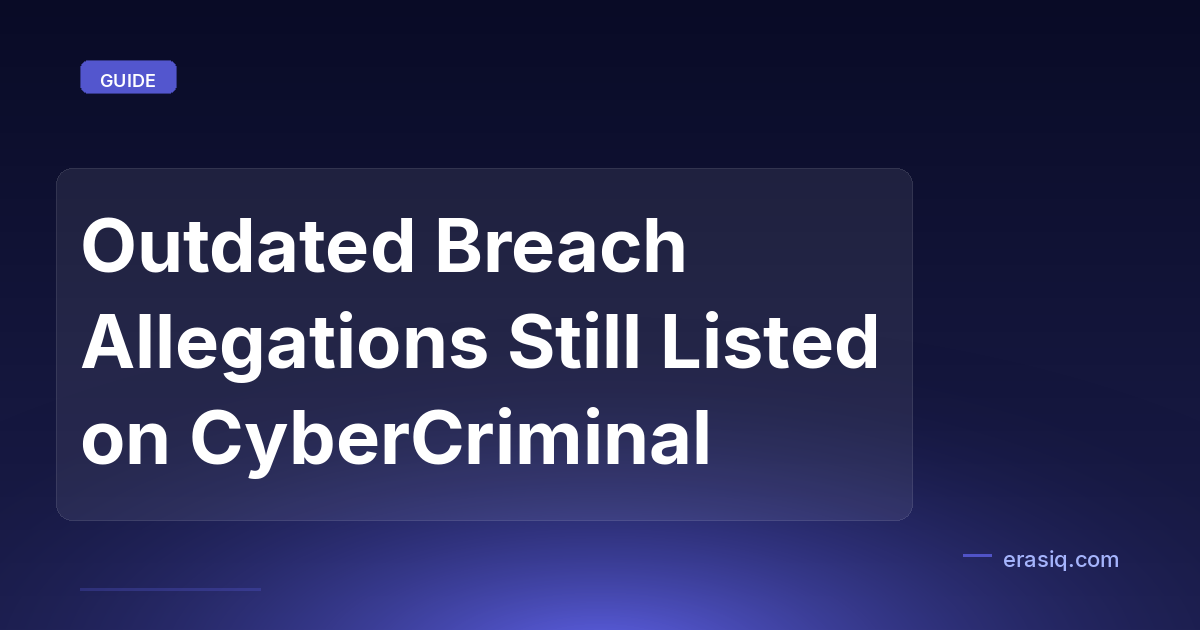 Outdated Breach Allegations Still Listed on CyberCriminal