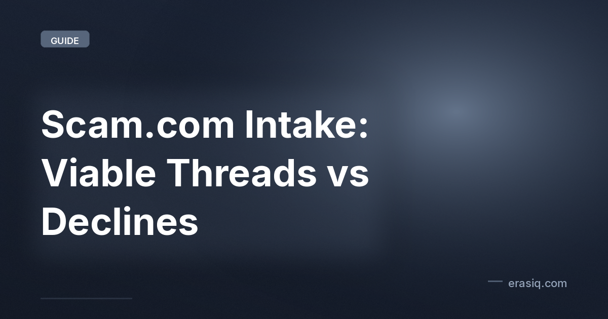 Scam.com Intake: Viable Threads vs Declines