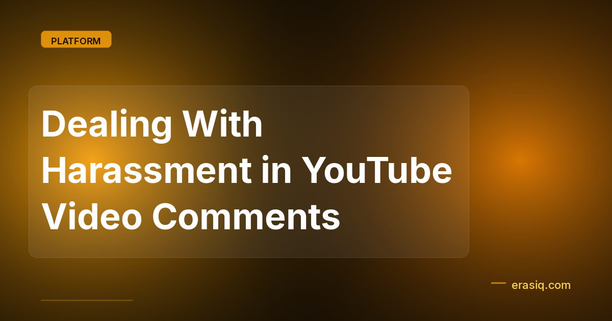 Dealing With Harassment in YouTube Video Comments